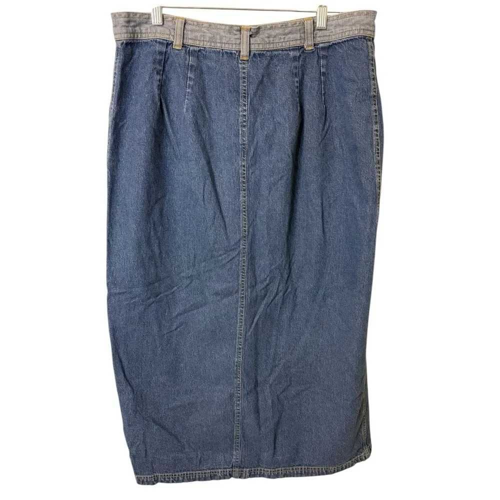 Vintage Y2K Jean Skirt XL Denim Long Midi Skirt Straight Western Boho Cowgirl